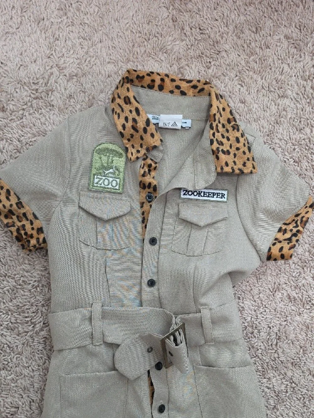 Kids One-Piece Jumpsuit with Leopard Trim